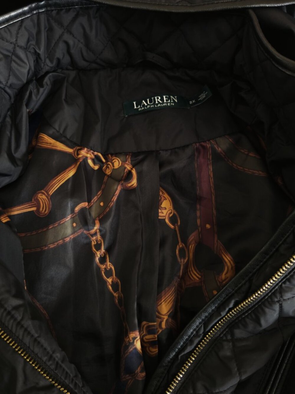NWOT Ralph Lauren sz 2X black diamond quilted zip up hooded anorak coat / jacket - Picture 9 of 10